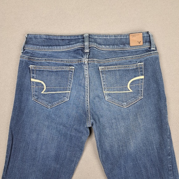 American Eagle Jeans Womens 8 Blue Slim Boot Stretch Waist Denim Cowgirl 32" Leg - Picture 10 of 11